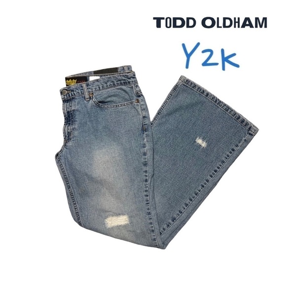 VINTAGE TODD OLDHAM DISTRESSED JEANS (JUNIOR) SIZE 13 - Picture 1 of 9